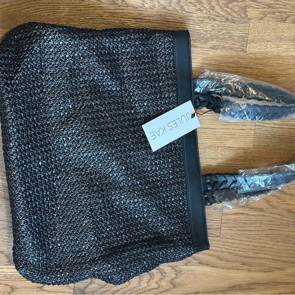 Jules Kae Black Woven Vegan Tote - Picture 2 of 6
